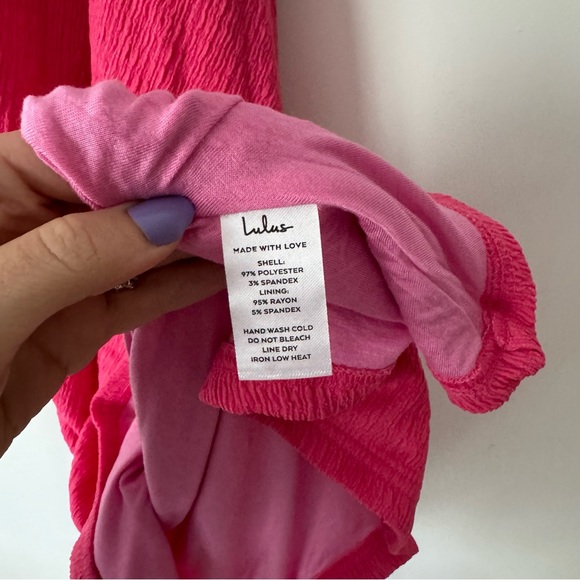 Lulu’s Break the Rules Pink Ruched Asymmetrical Midi Dress - Picture 8 of 9